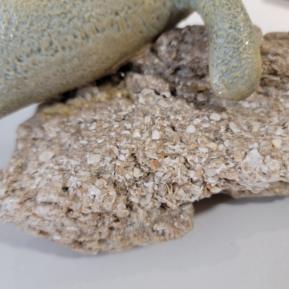 Ceramic manatee on a shell rock. This plus size mermaid is cute beach decor! - Picture 5 of 12